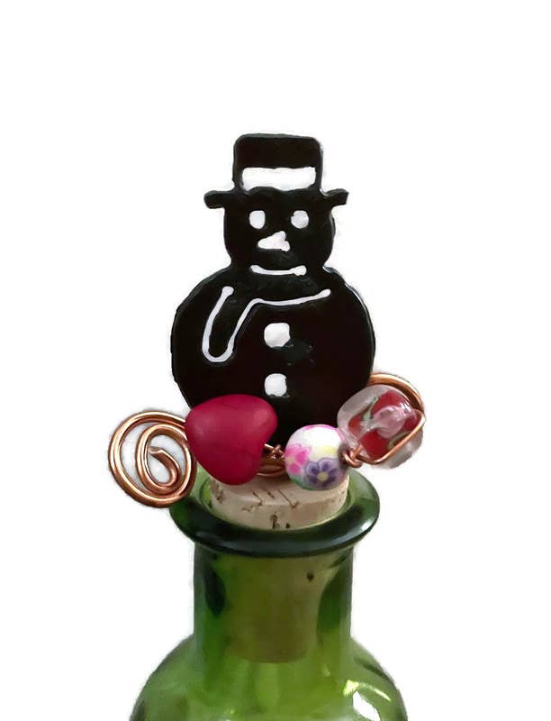 Rustic Wine Cork: Snowman
