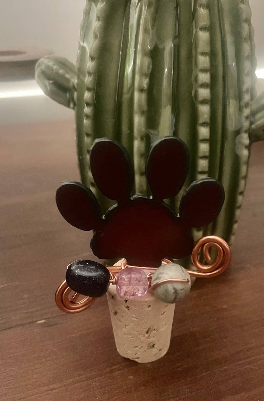 Rustic Wine Cork: Paw Print