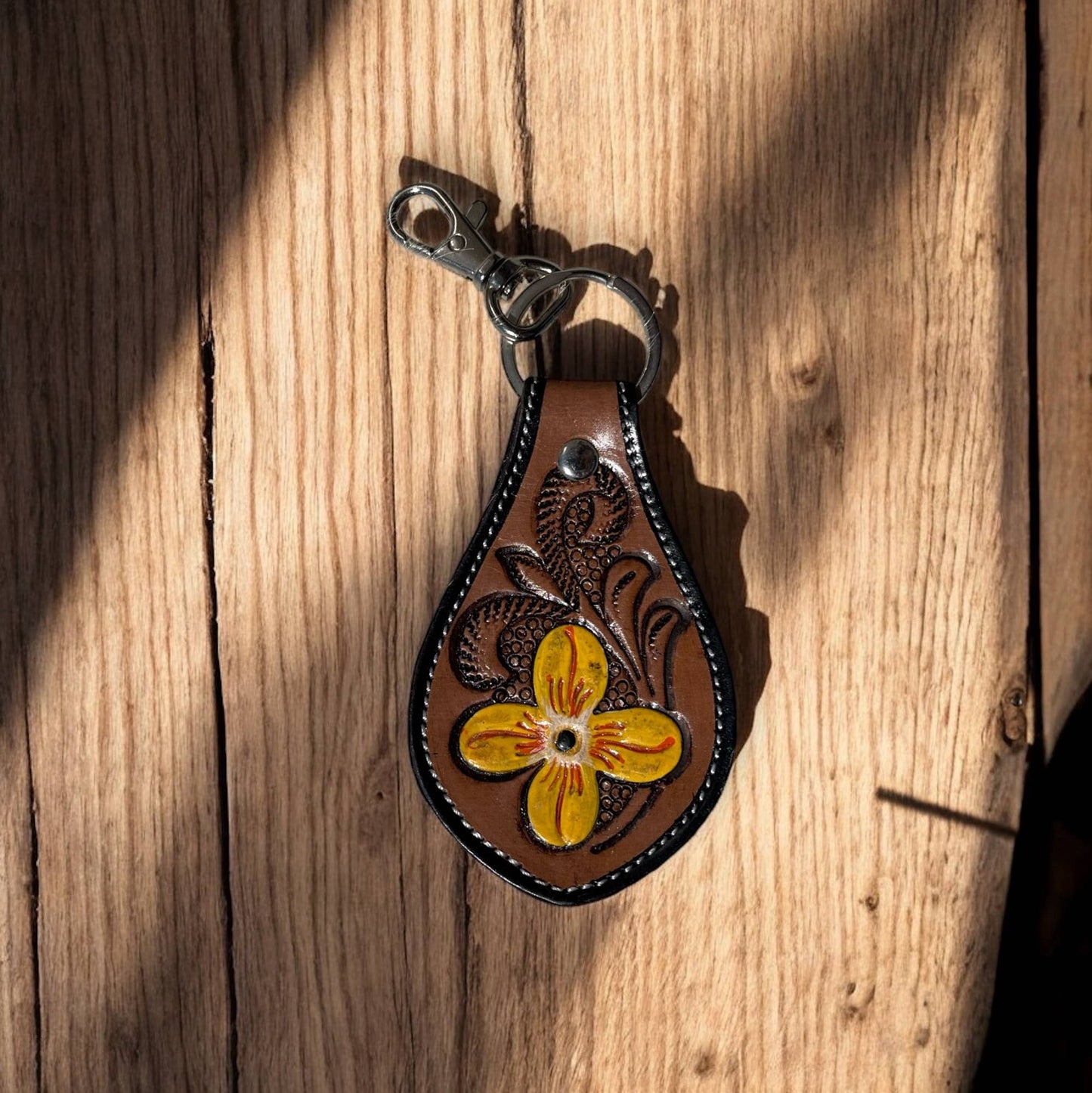 Floral tooled keychain