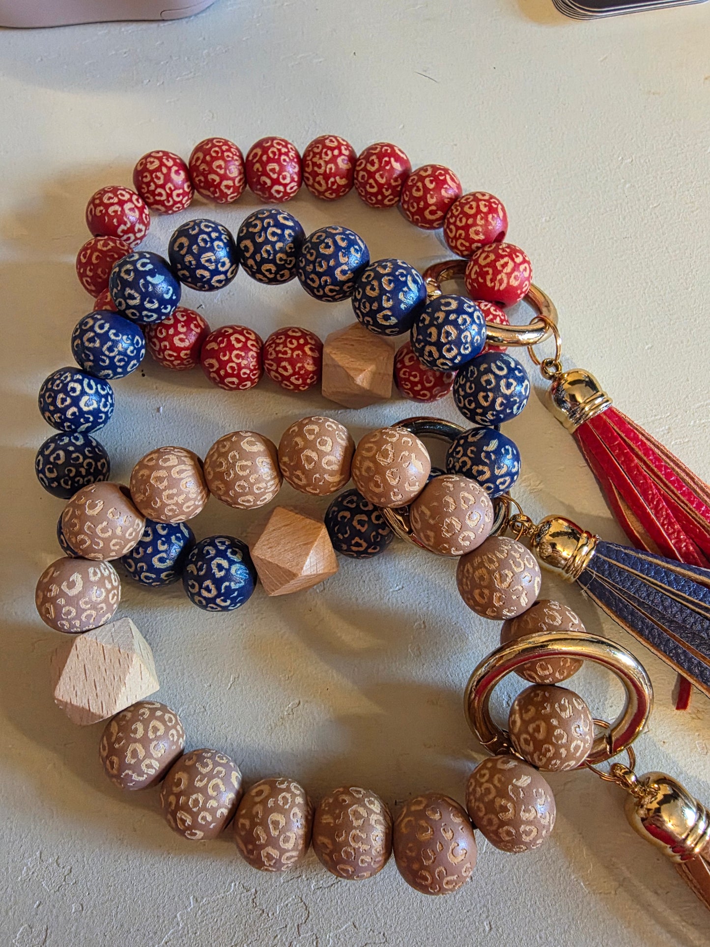 Wooden bead keychain