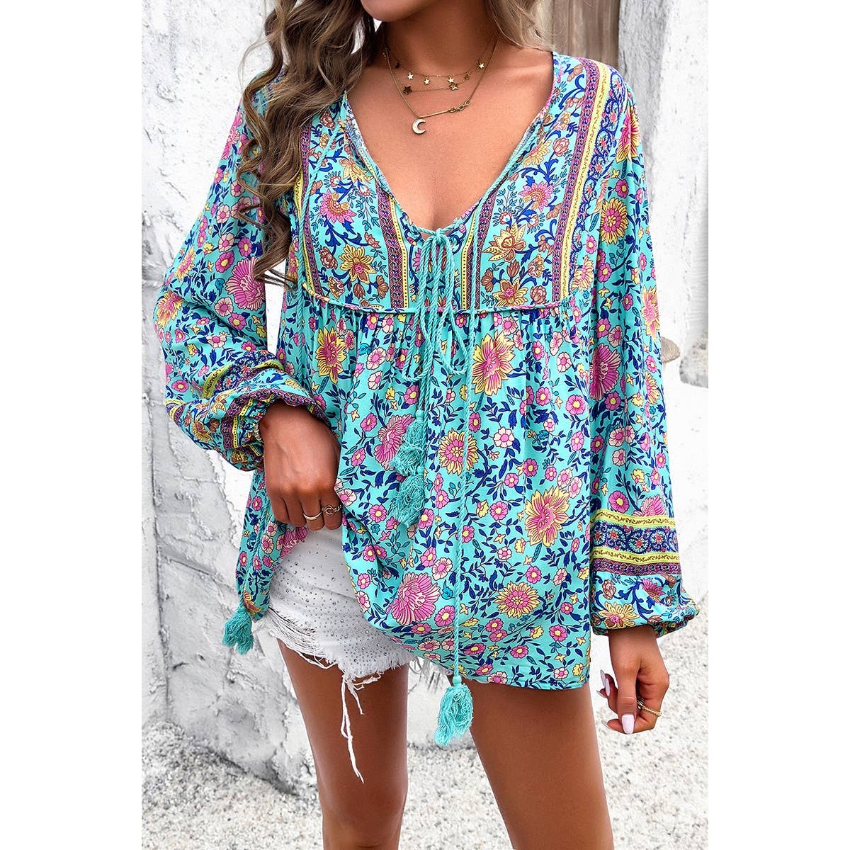 Floral Deep V Boho Top