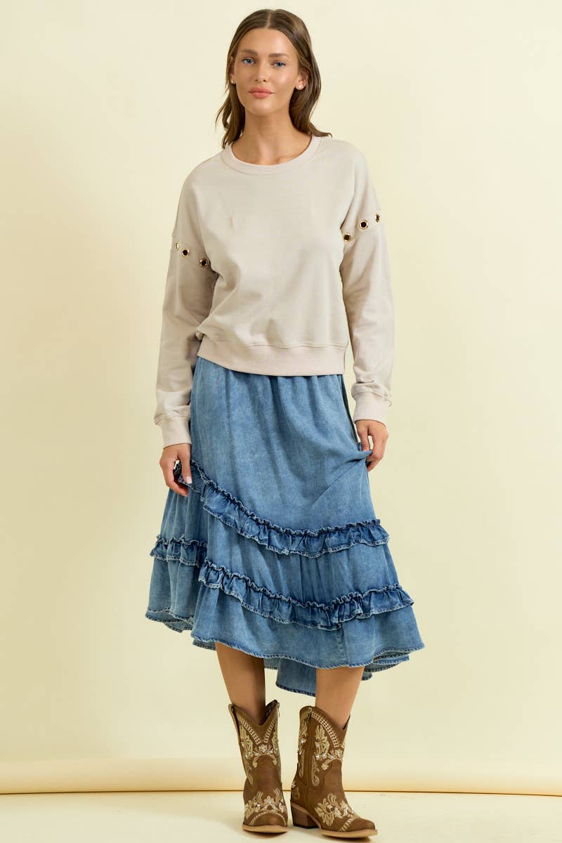 Chambray Midi Skirt