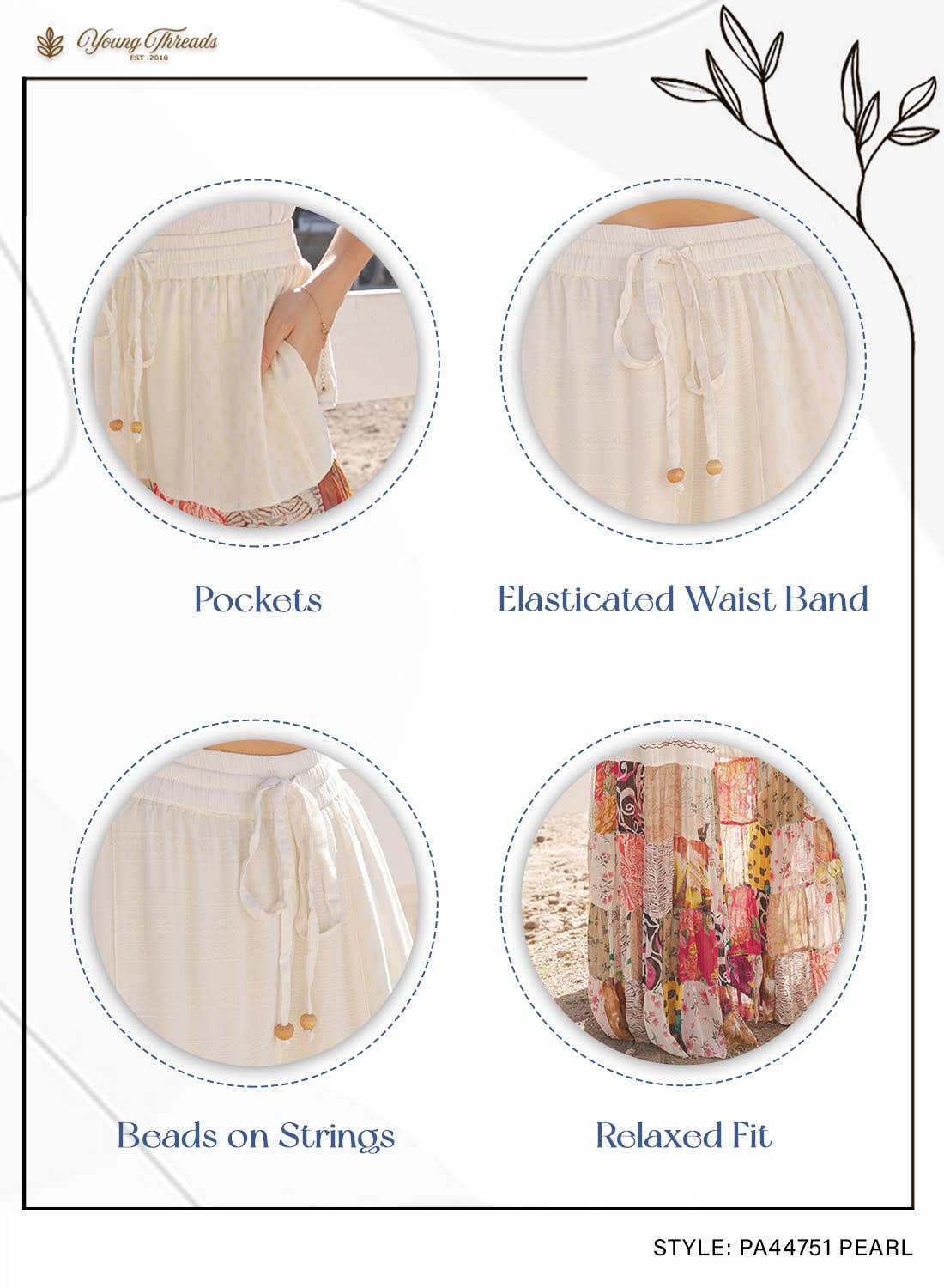 Boho wide-leg pants: Pearl