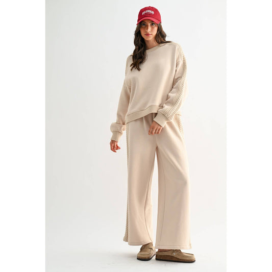 CABLE KNIT TRIM OVERSIZED LOUNGE SET