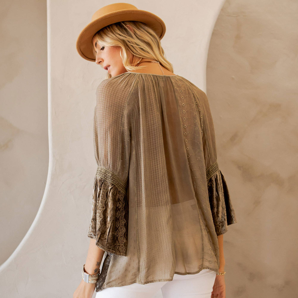 Velvet Peasant Top