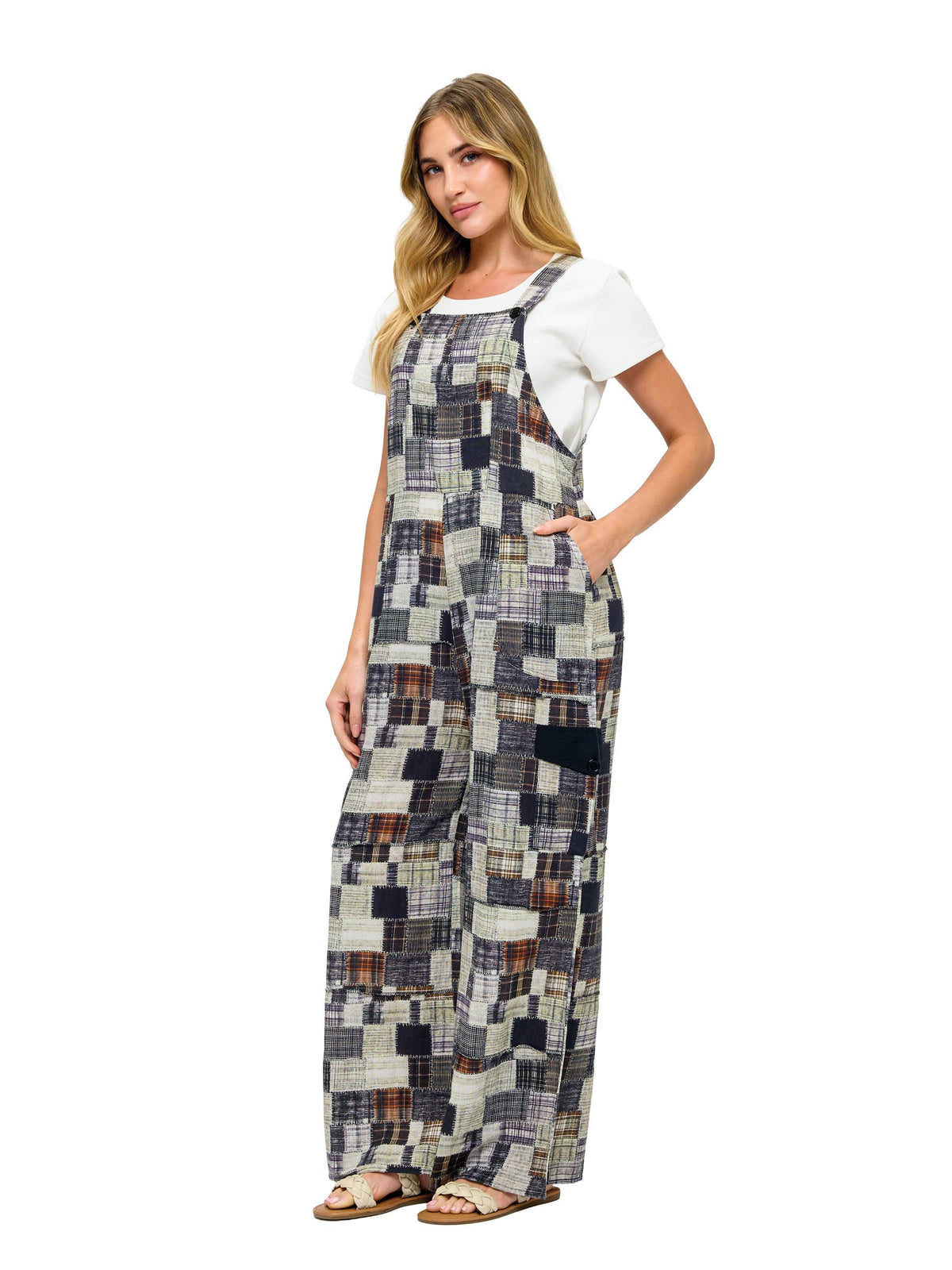Patchwork Print Overall