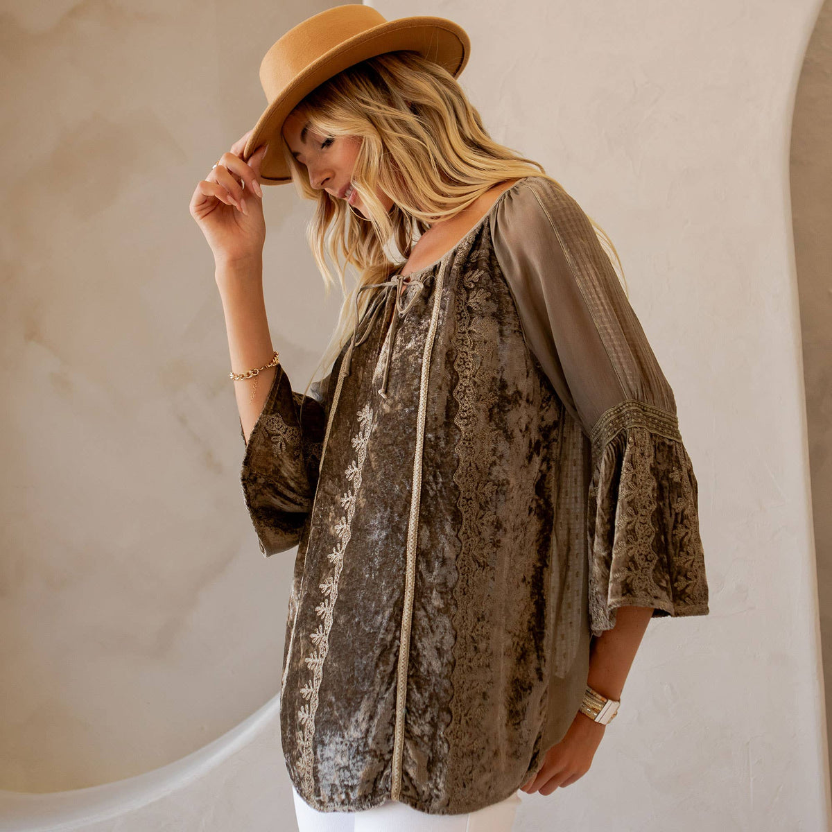Velvet Peasant Top