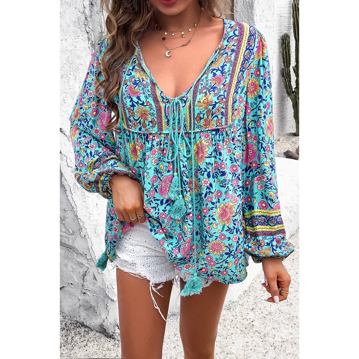 Floral Deep V Boho Top