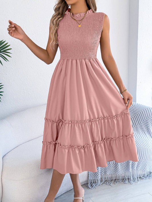 Smocked Sleeveless Midi Dress