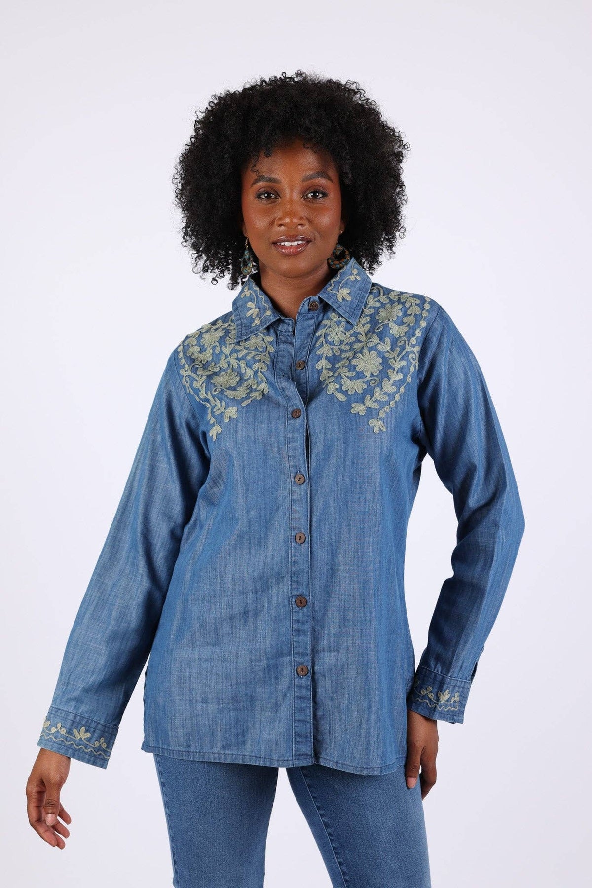 Embroidered Denim Shirt