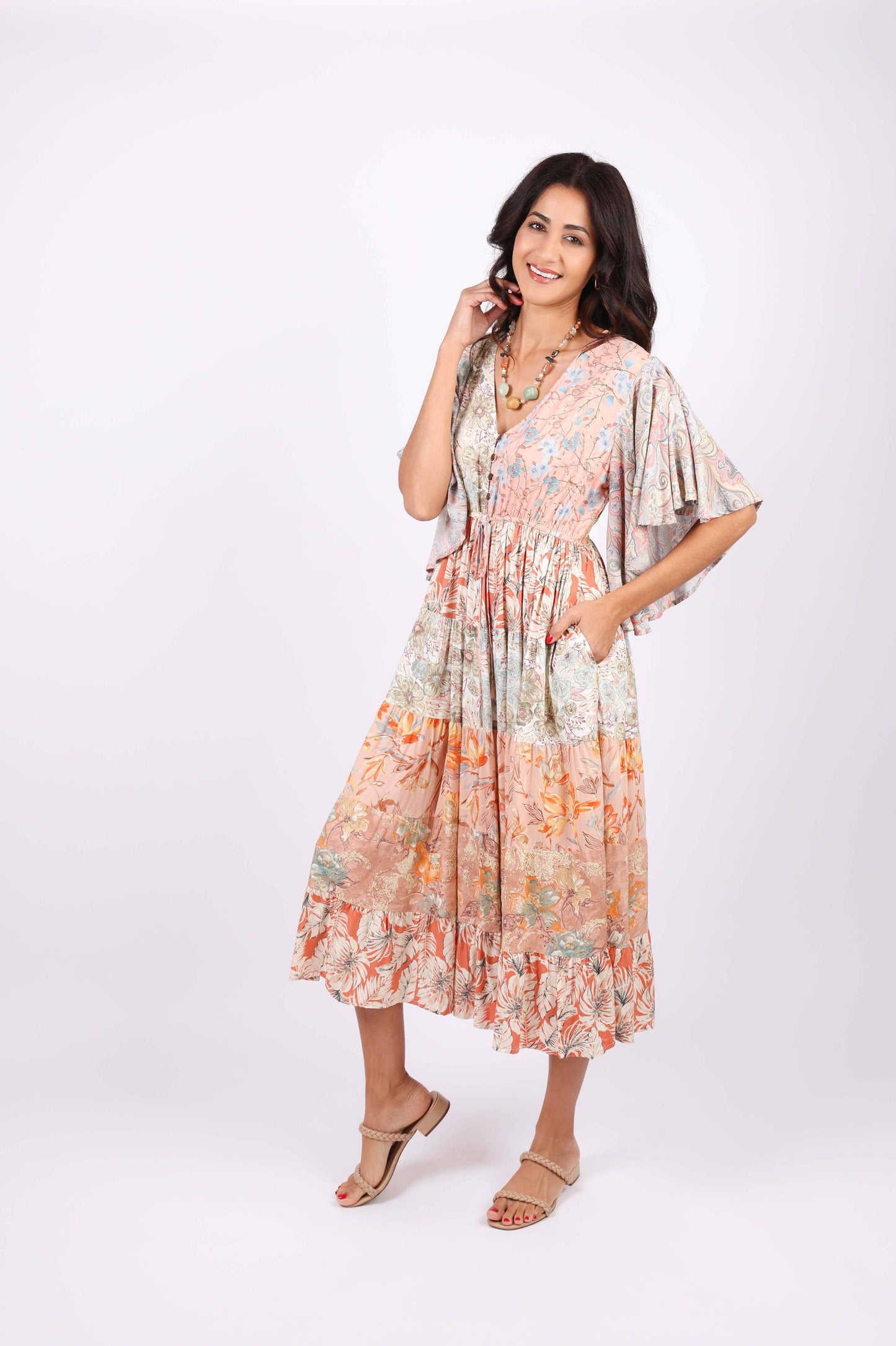 Flutter Sleeve Boho Dress