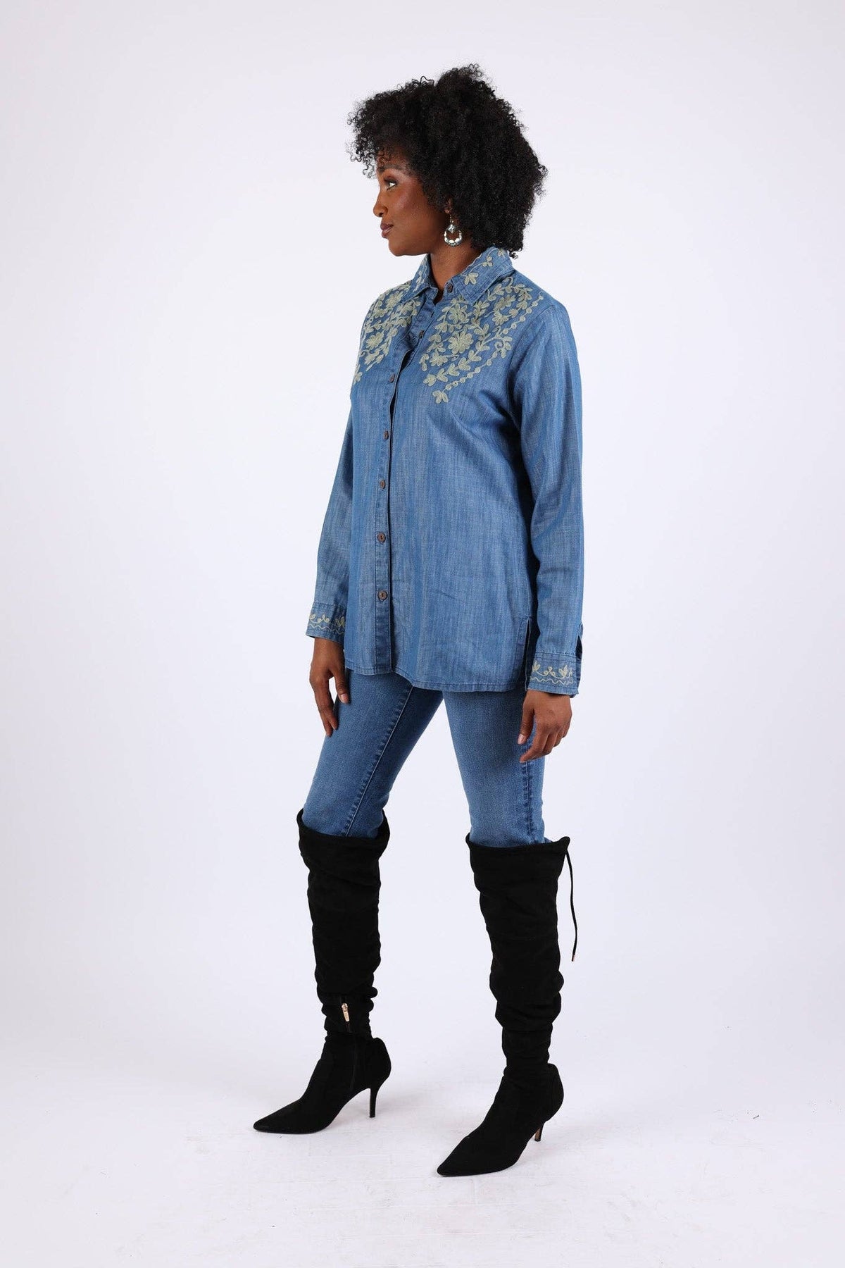 Embroidered Denim Shirt
