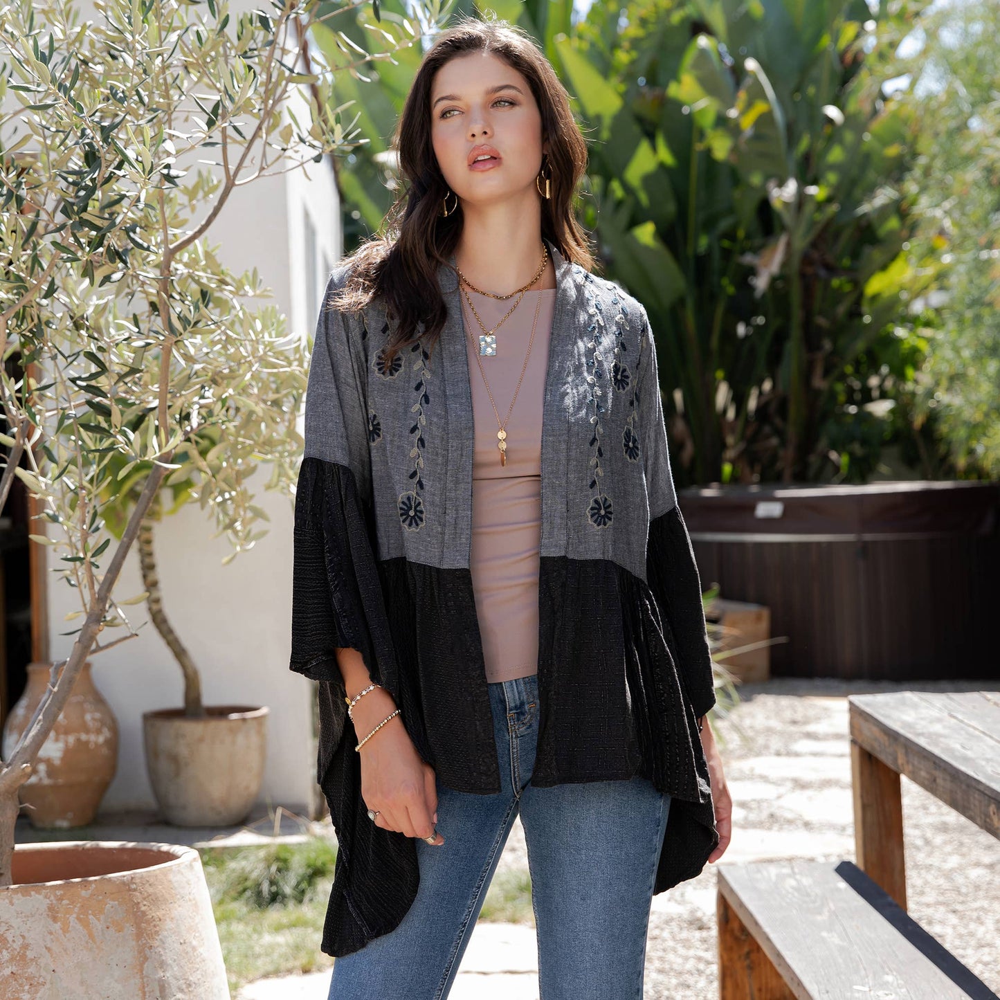 Kimono Shrug with Embroidery
