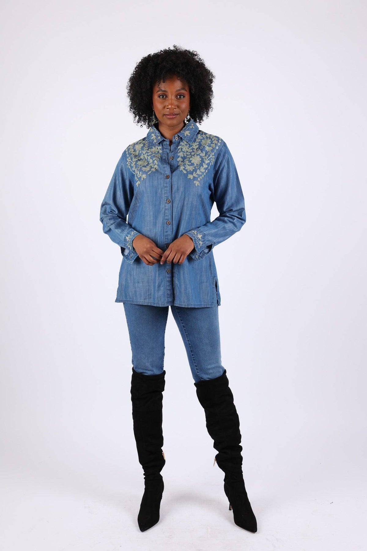 Embroidered Denim Shirt