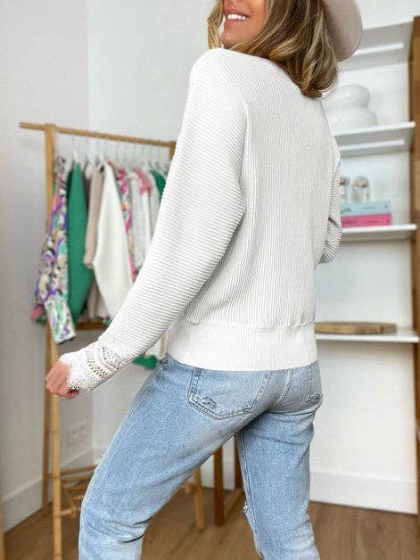 Lace Trim Long Sleeve Top