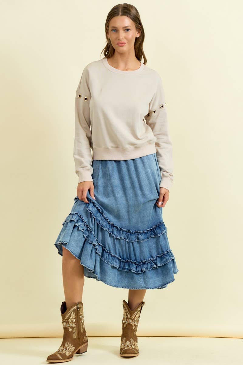 Chambray Midi Skirt