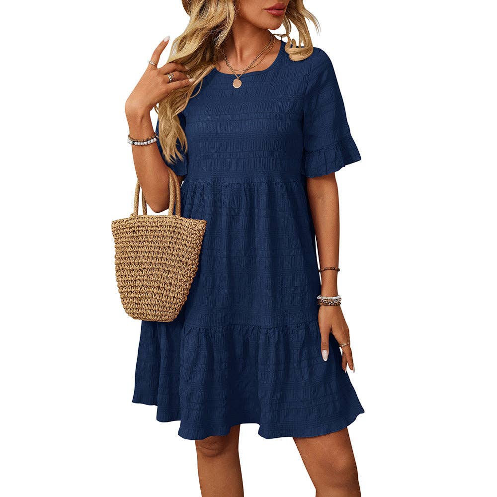 Short-Sleeve Dress: Navy Blue