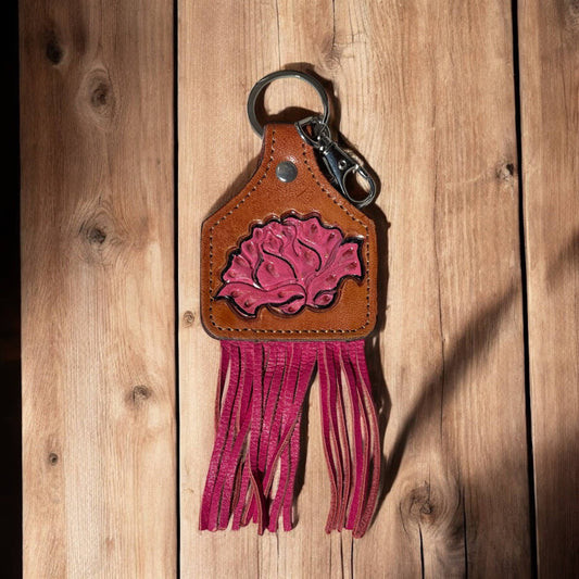 Pink Tooled Keychain 
