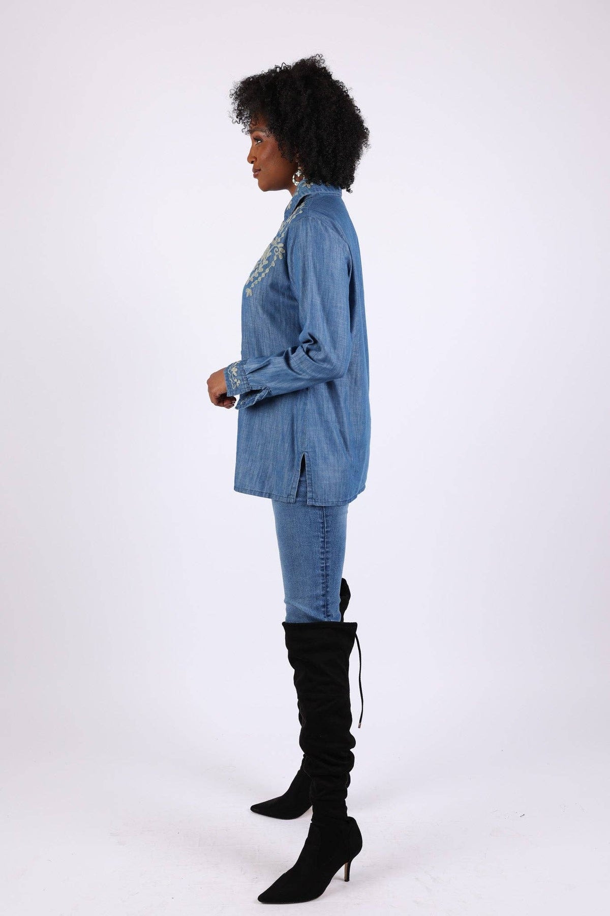 Embroidered Denim Shirt