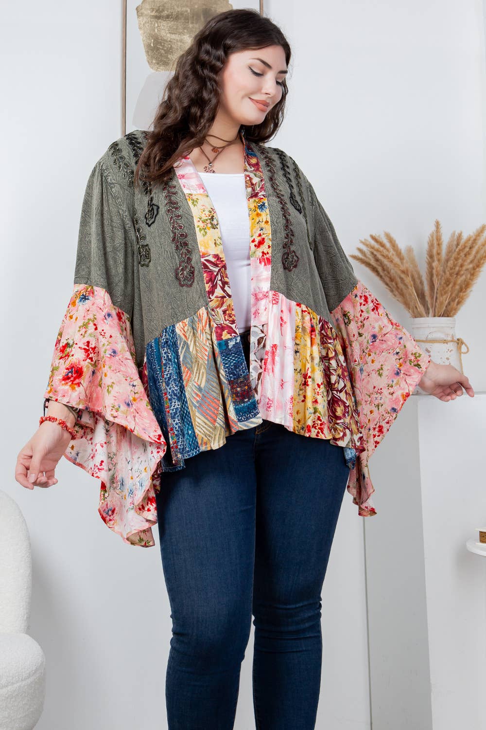 Kimono Shrug with Embroidery