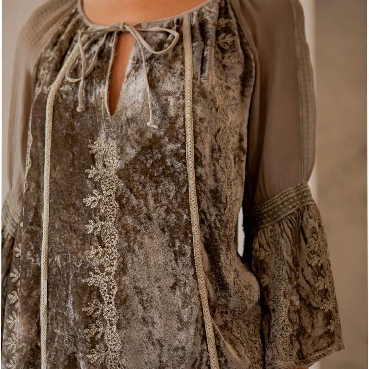 Velvet Peasant Top