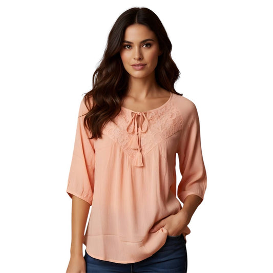 Amelia Peach Lace top