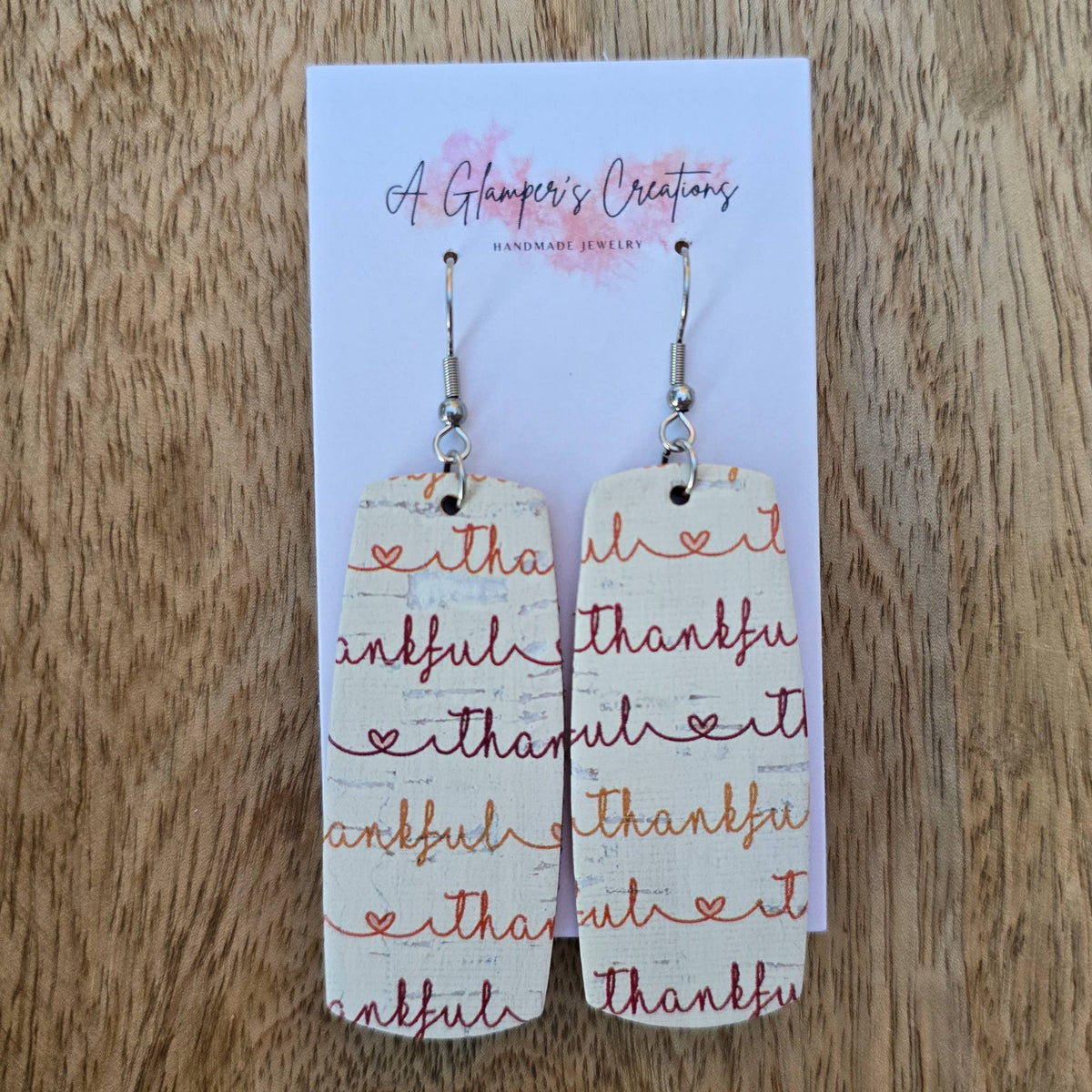 Fall "Thankful" Bar Leather Earrings