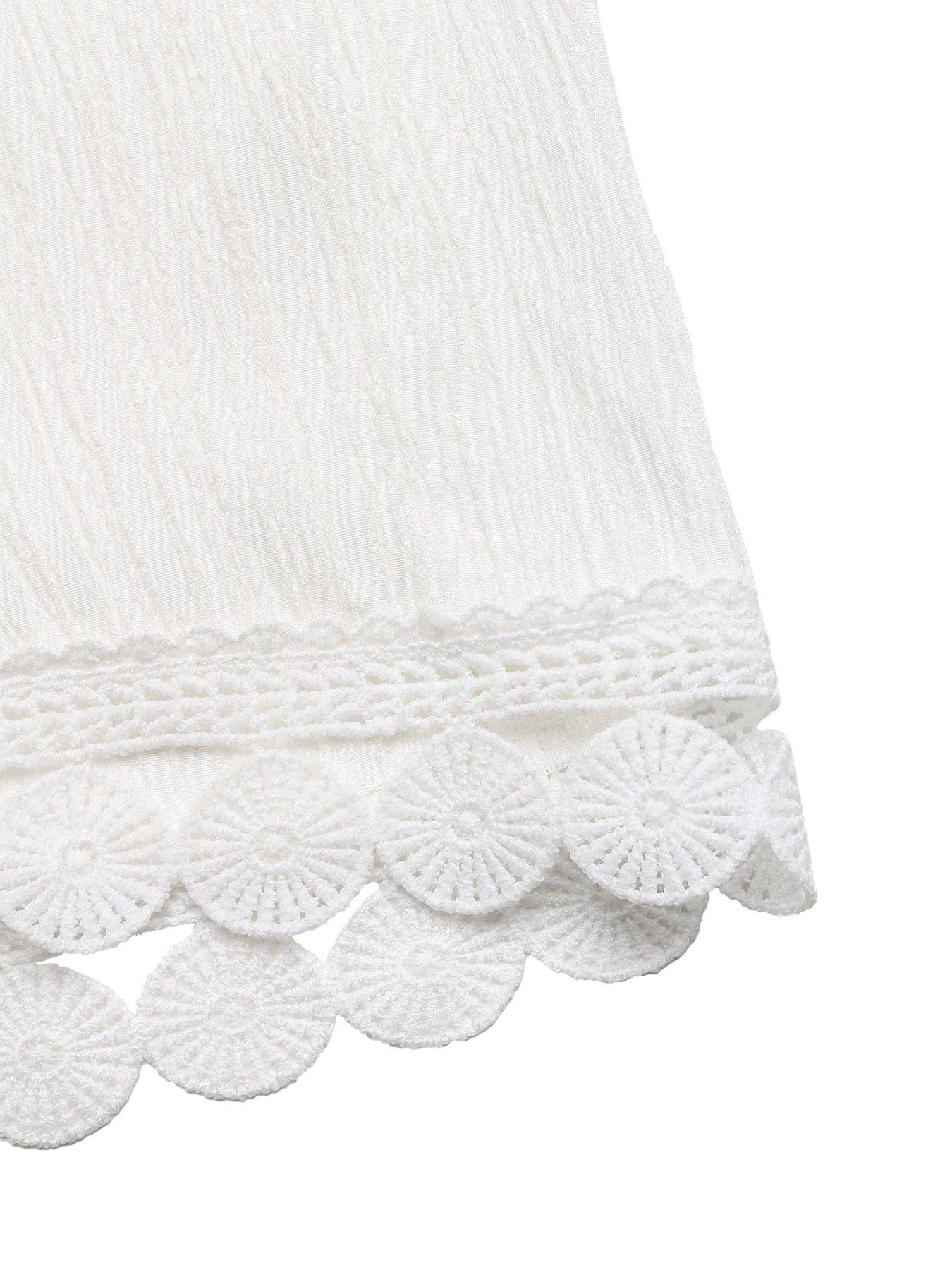 Lace Trim Wide Leg Trousers