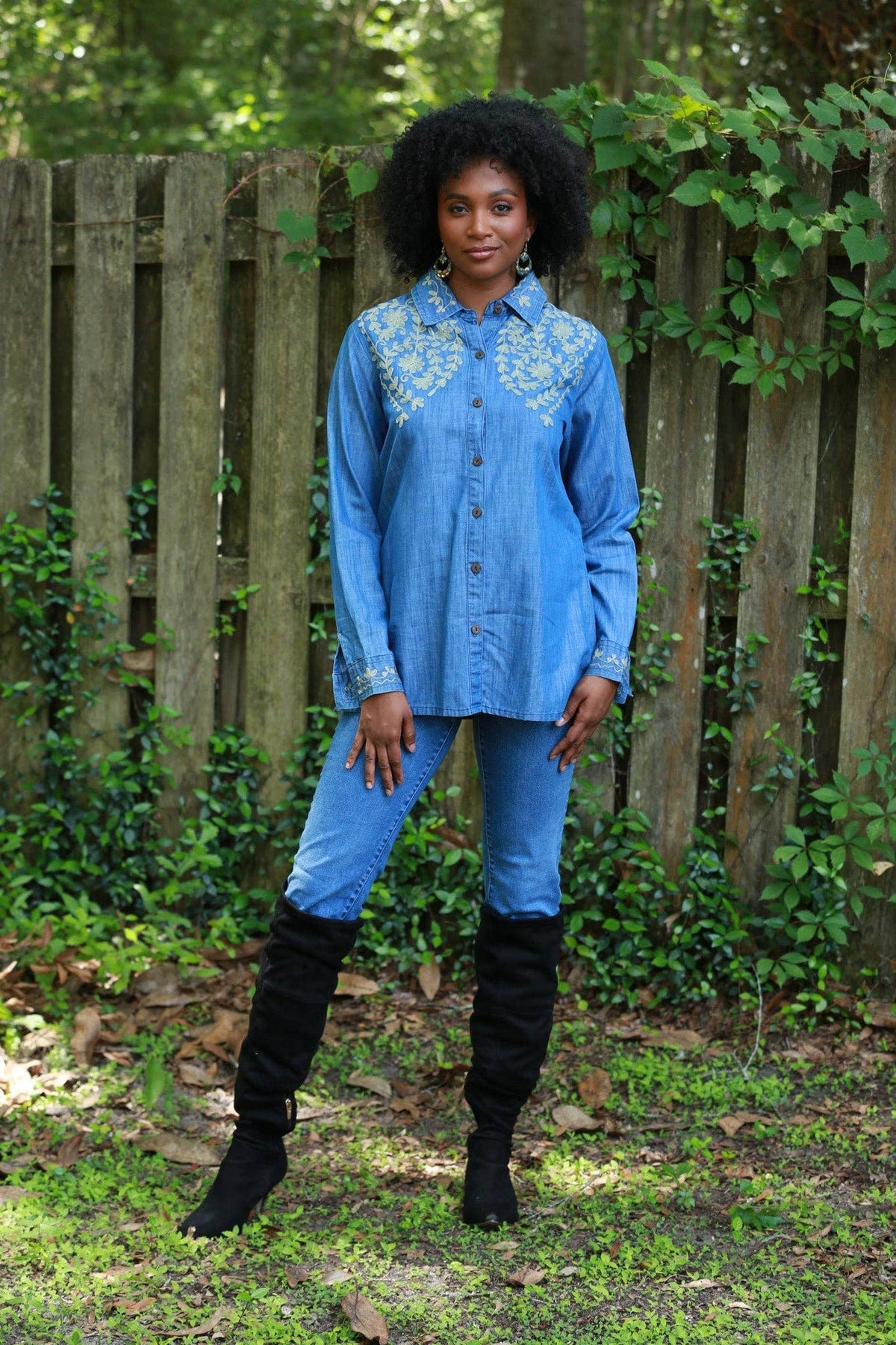 Embroidered Denim Shirt