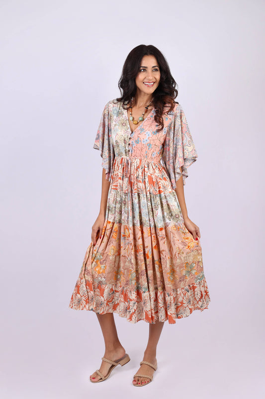 Flutter Sleeve Boho Dress