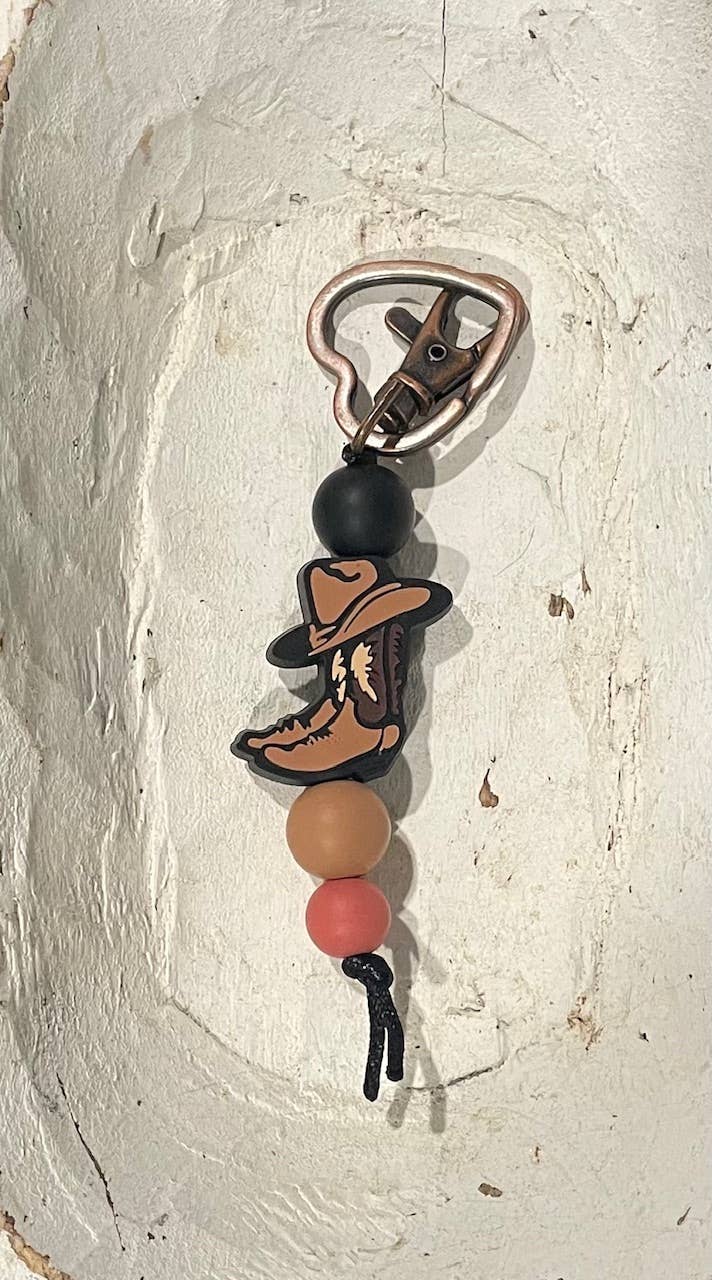Silicone brown boots keyring