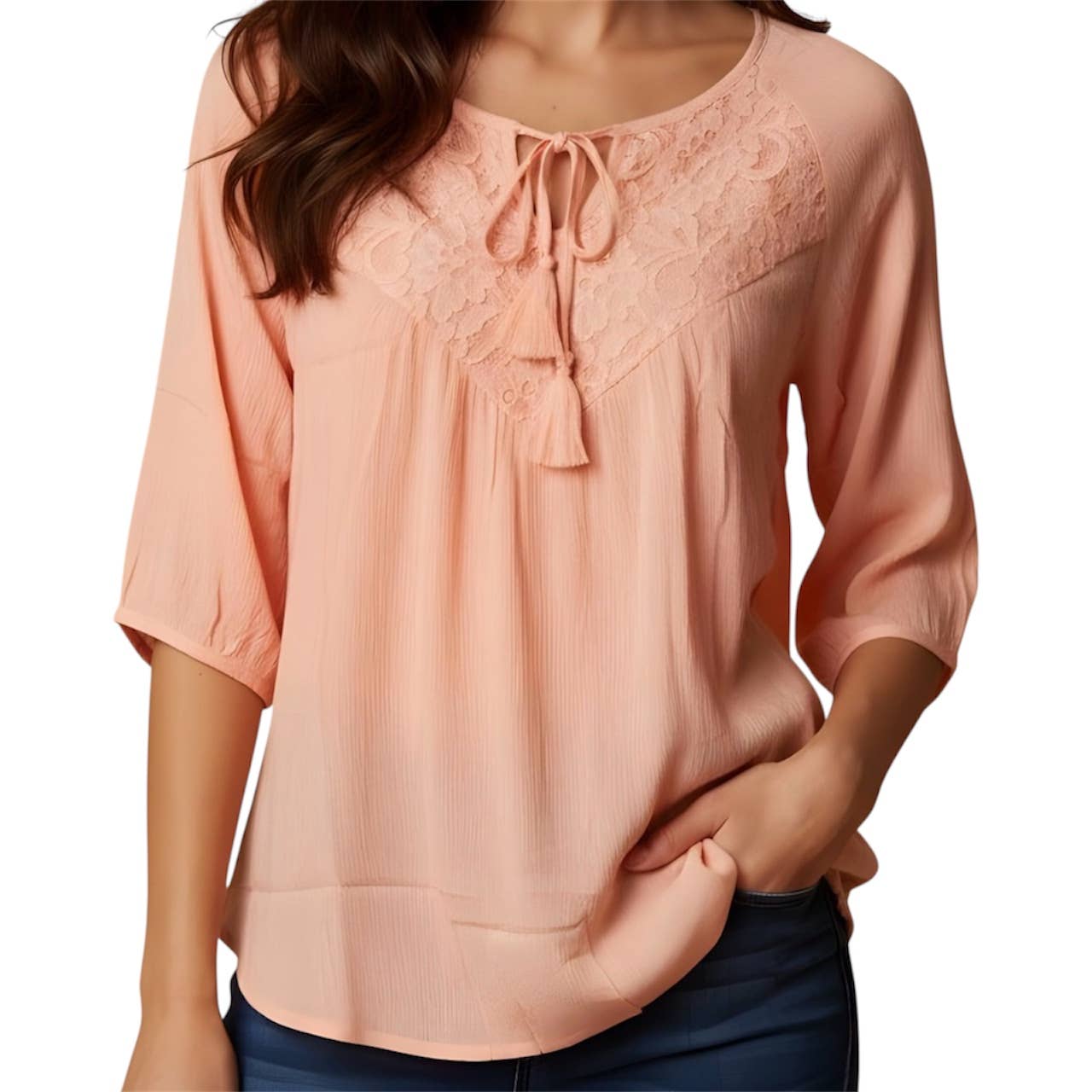 Amelia Peach Lace top