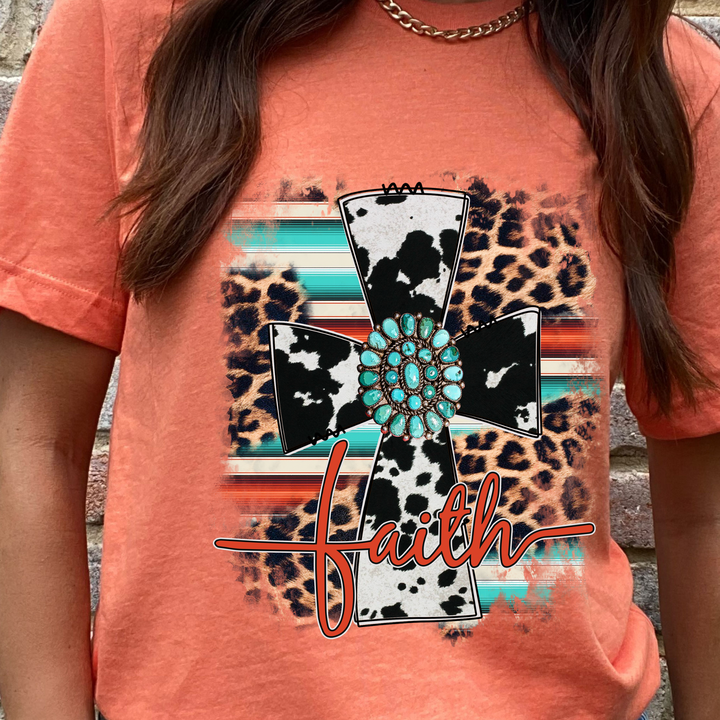 Orange Faith Cross Tee