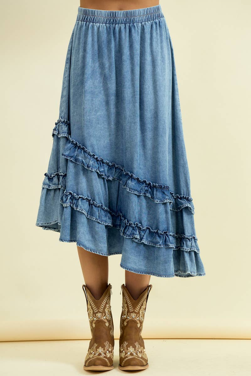 Chambray Midi Skirt