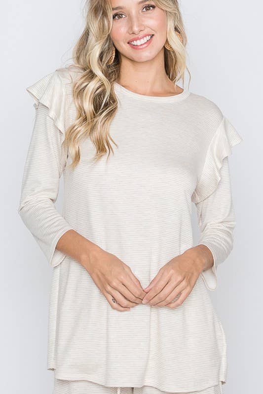 Taupe striped top: Plus
