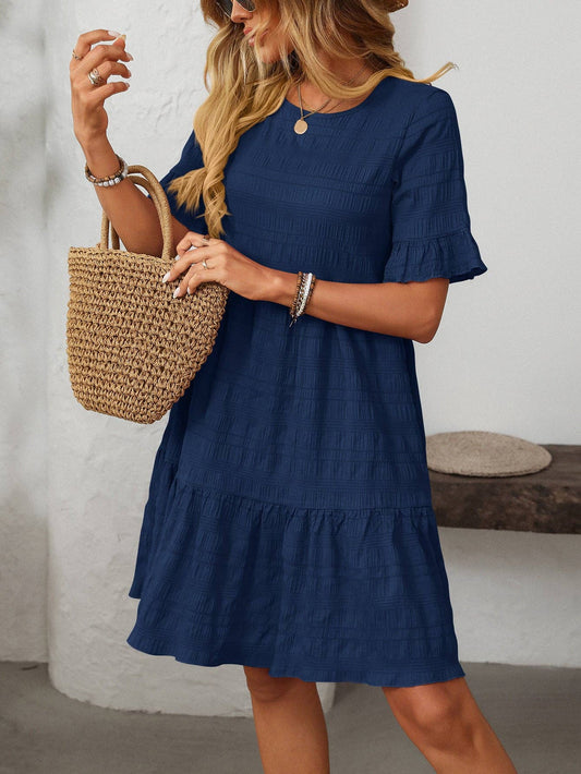 Short-Sleeve Dress: Navy Blue