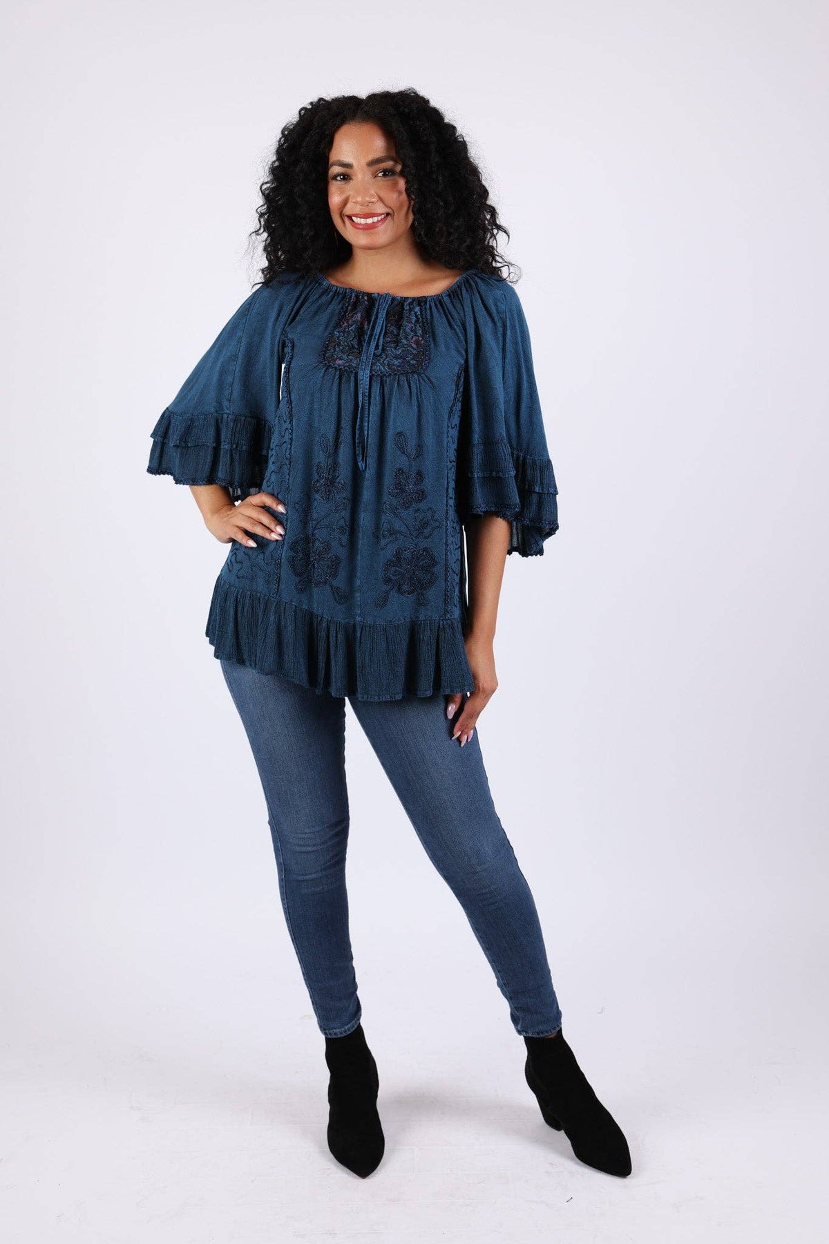 Embroidered Peasant Top
