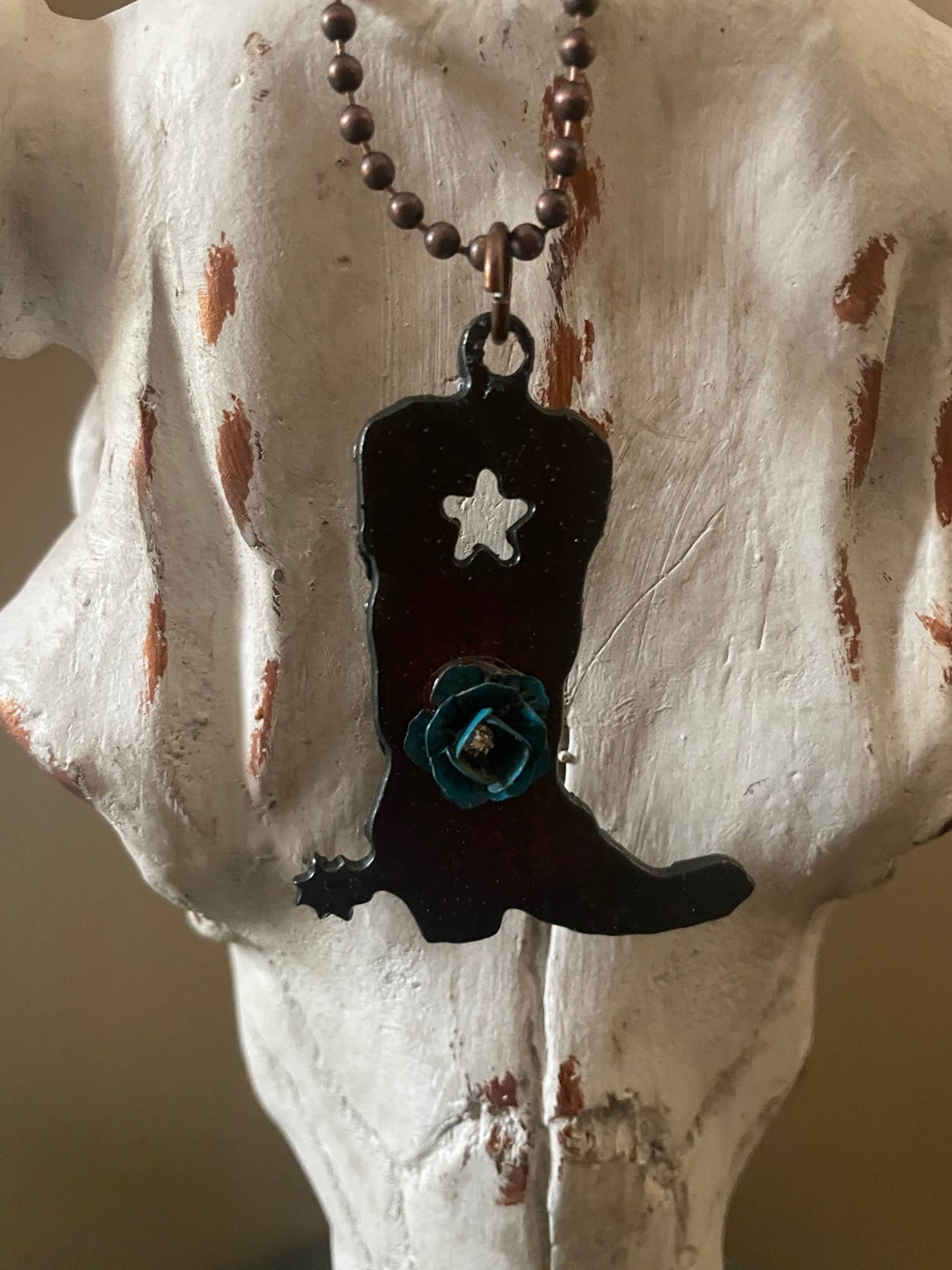 Rustic Cowboy boot necklace