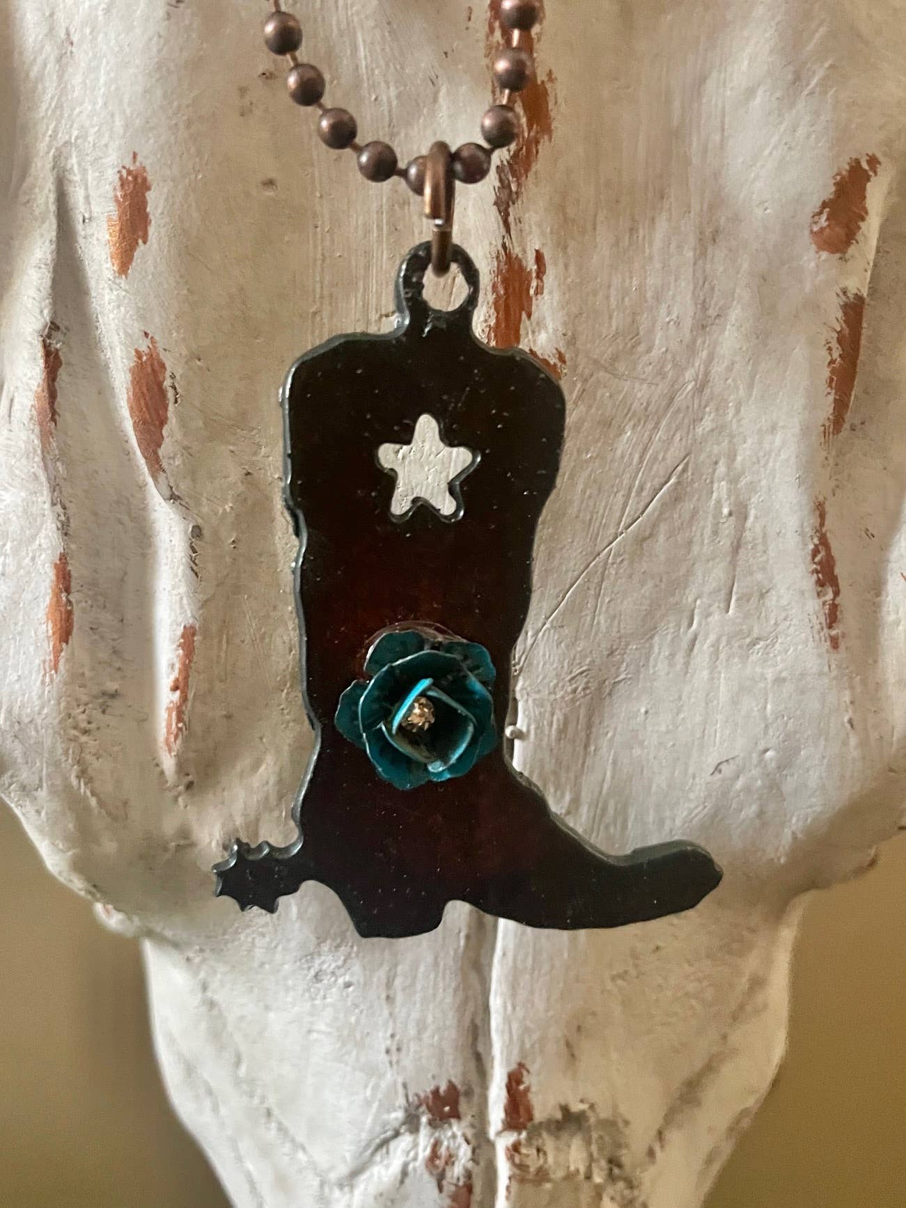 Rustic Cowboy boot necklace