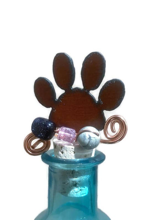 Rustic Wine Cork: Paw Print
