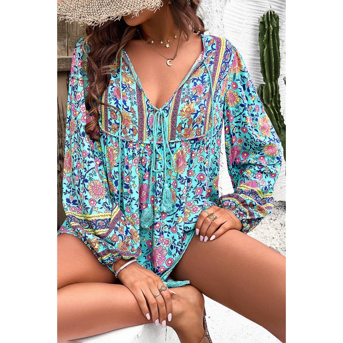 Floral Deep V Boho Top
