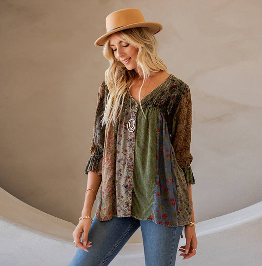 Vintage Bohemian Velvet Top