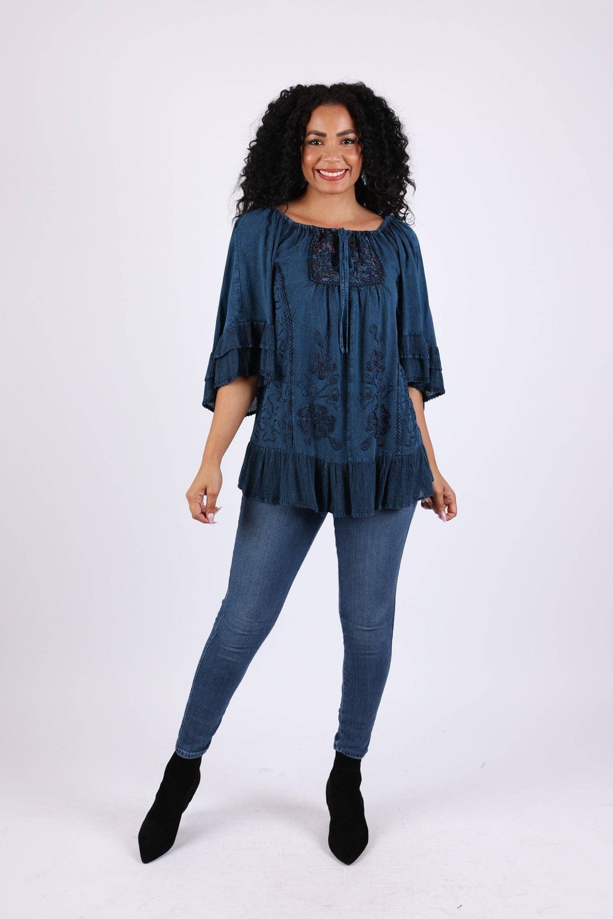 Embroidered Peasant Top