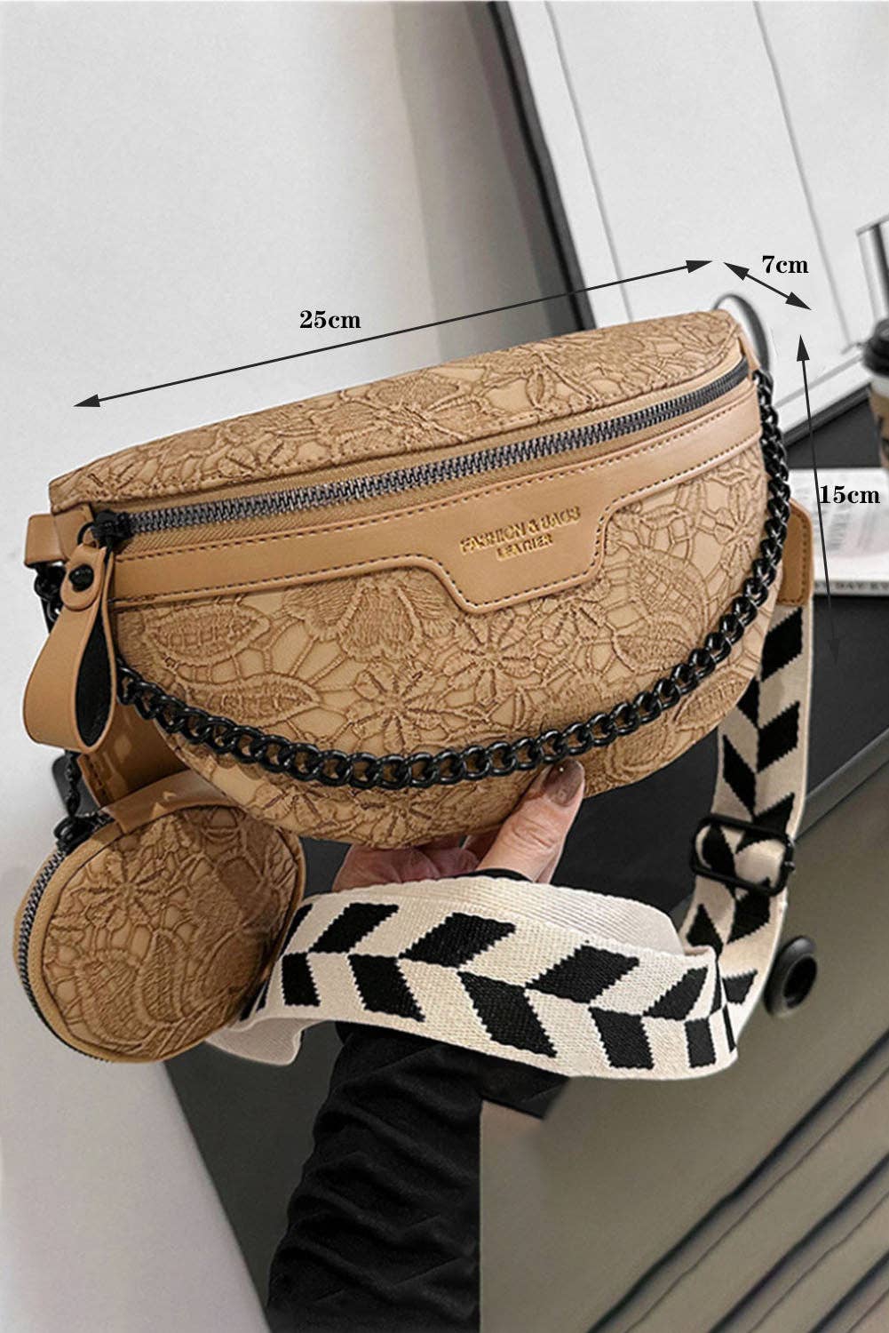 Colorblock Strap Chain Shoulder Bag
