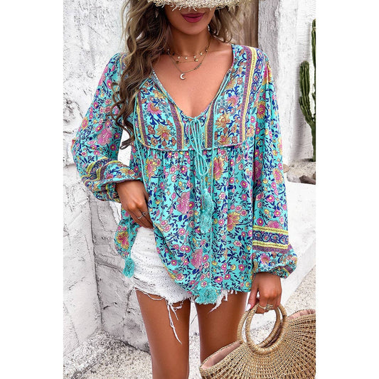 Floral Deep V Boho Top