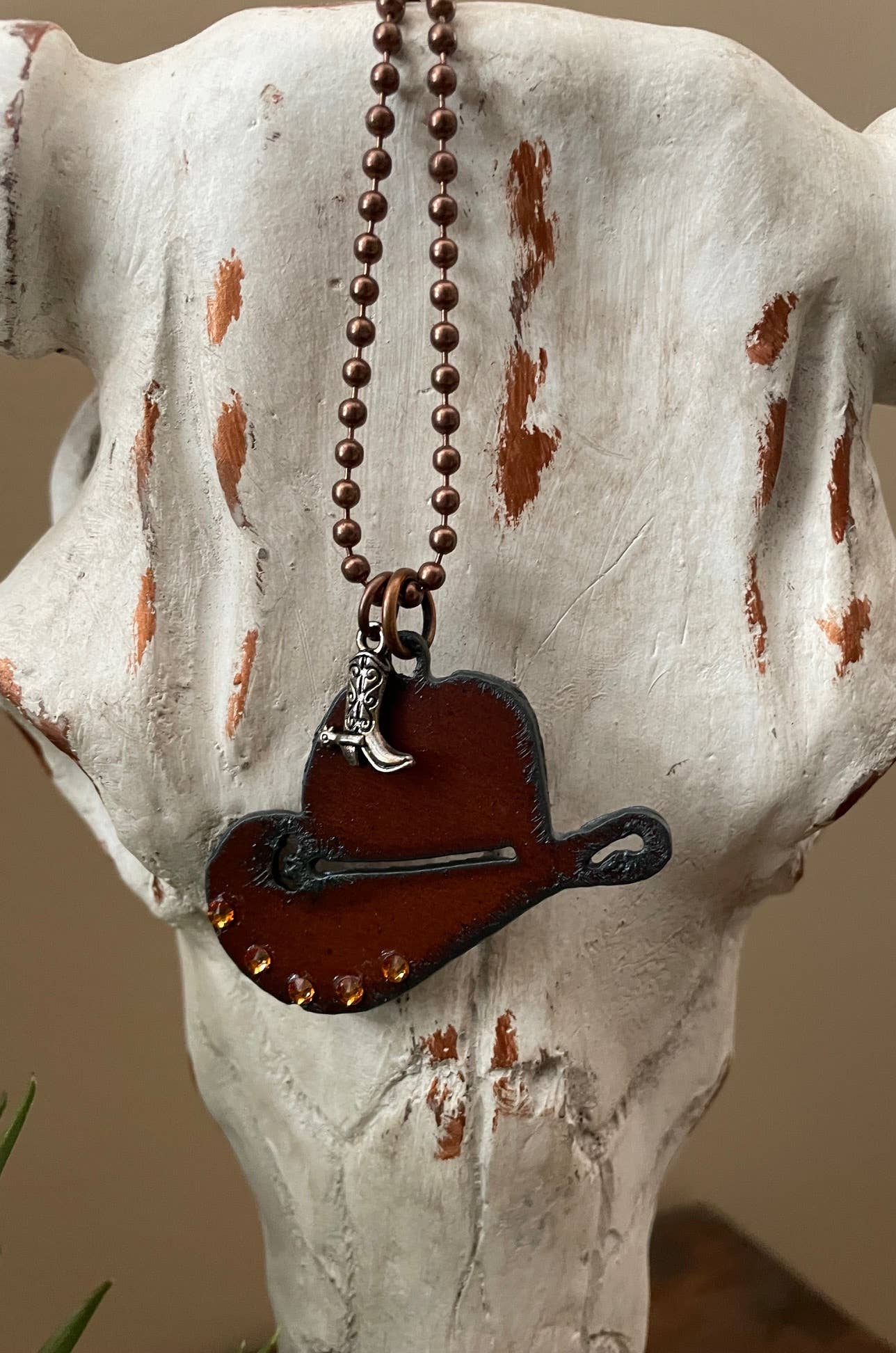 Rustic cowboy hat necklace