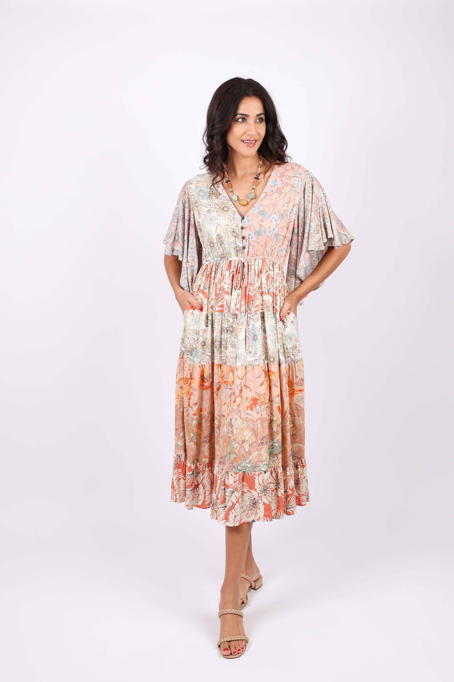 Flutter Sleeve Boho Dress