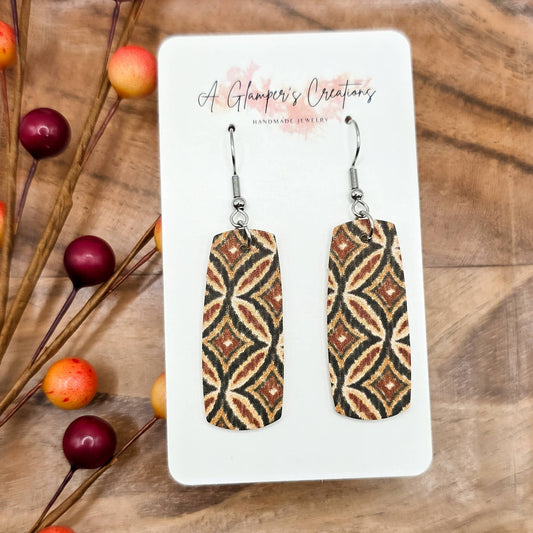 Fall Boho Abstract Mini Bar Leather Earrings