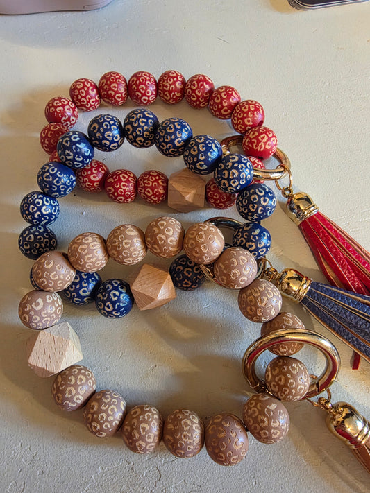 Wooden bead keychain