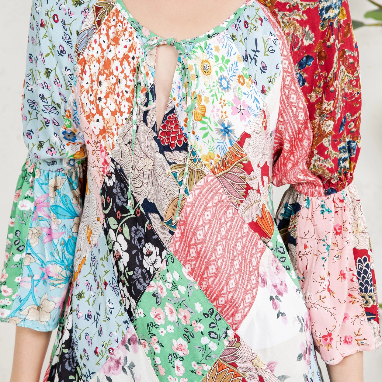 Bohemian Patchwork Peasant Top